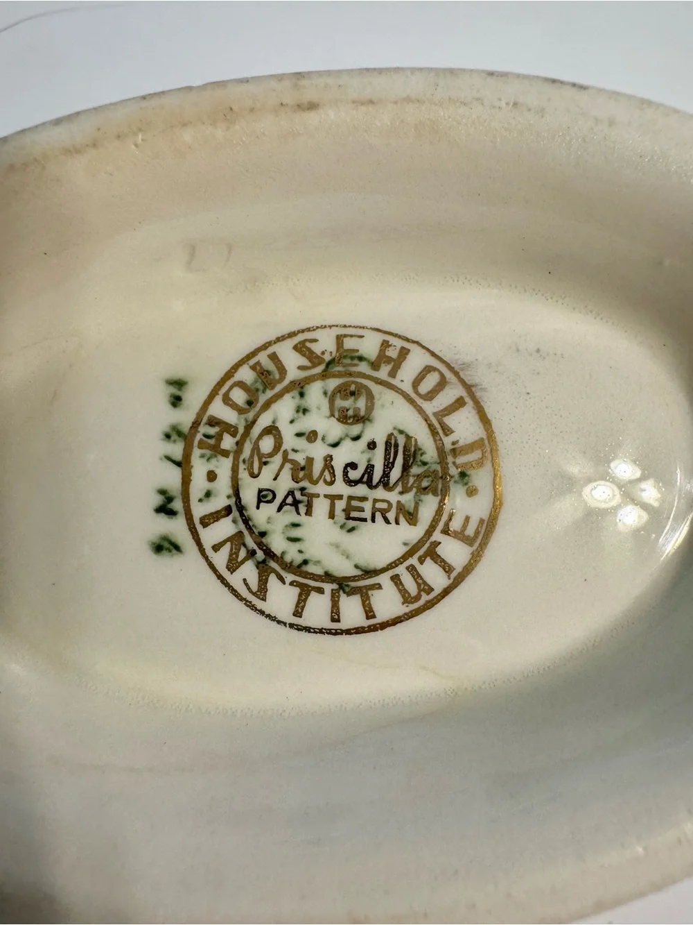 Vintage Cream Floral Porcelain Gravy Boat with Gold Trim